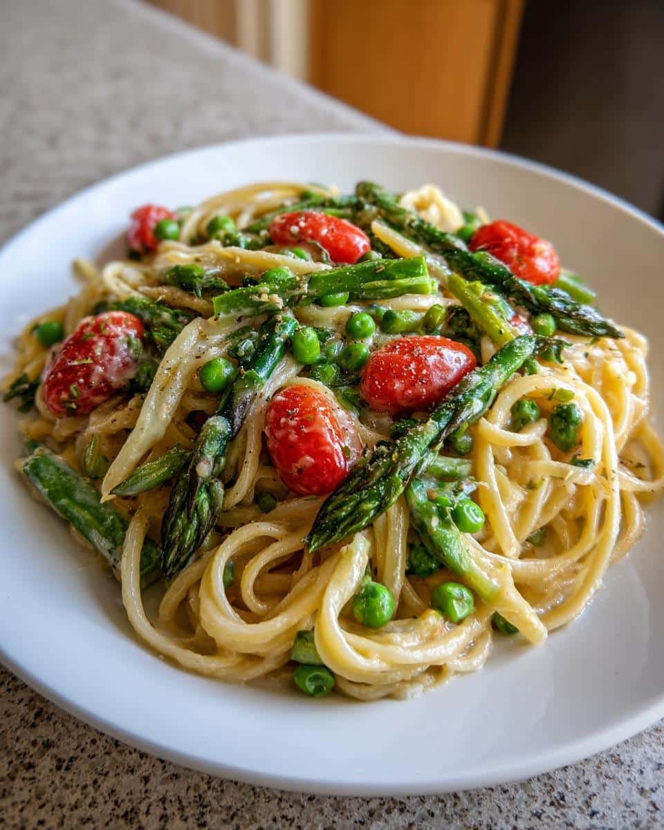 Spring Veggie Alfredo Pasta - detail 1