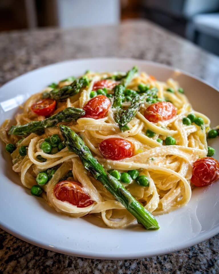 Spring Veggie Alfredo Pasta